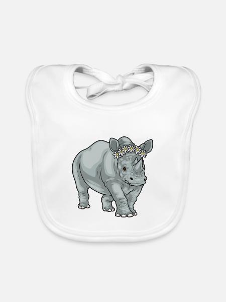 Nashorn Gänseblümchen - Baby Bio-Lätzchen - Weiß