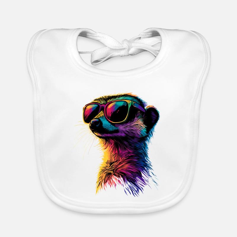 Erdmännchen Sonnenbrille Bunt Süßes Erdmännchen - Baby Bio-Lätzchen - Weiß
