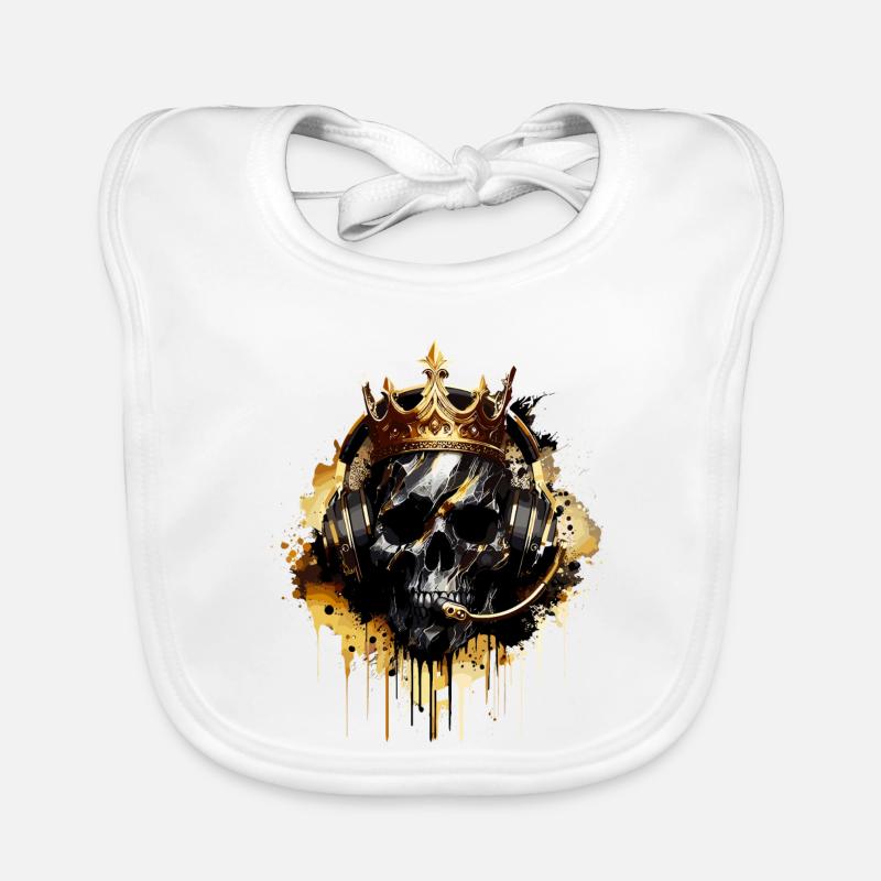 Totenkopf Golden Gaming Schädel mit Krone Baby Bio-Lätzchen