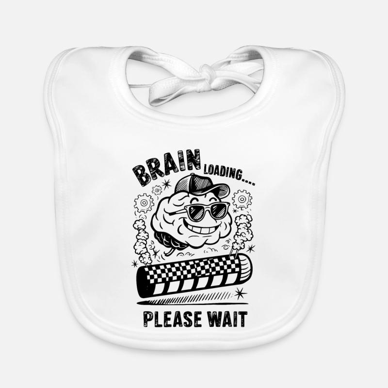 Brain Loading Funny Intelligent Humor Progress Art Organic Baby Bibs