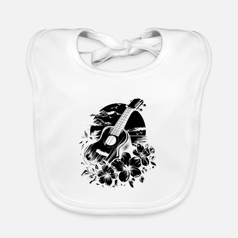 Ukulele Grafik - Baby Bio-Lätzchen - Weiß