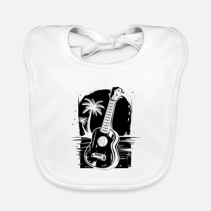 Ukulele Drawing Organic Baby Bibs