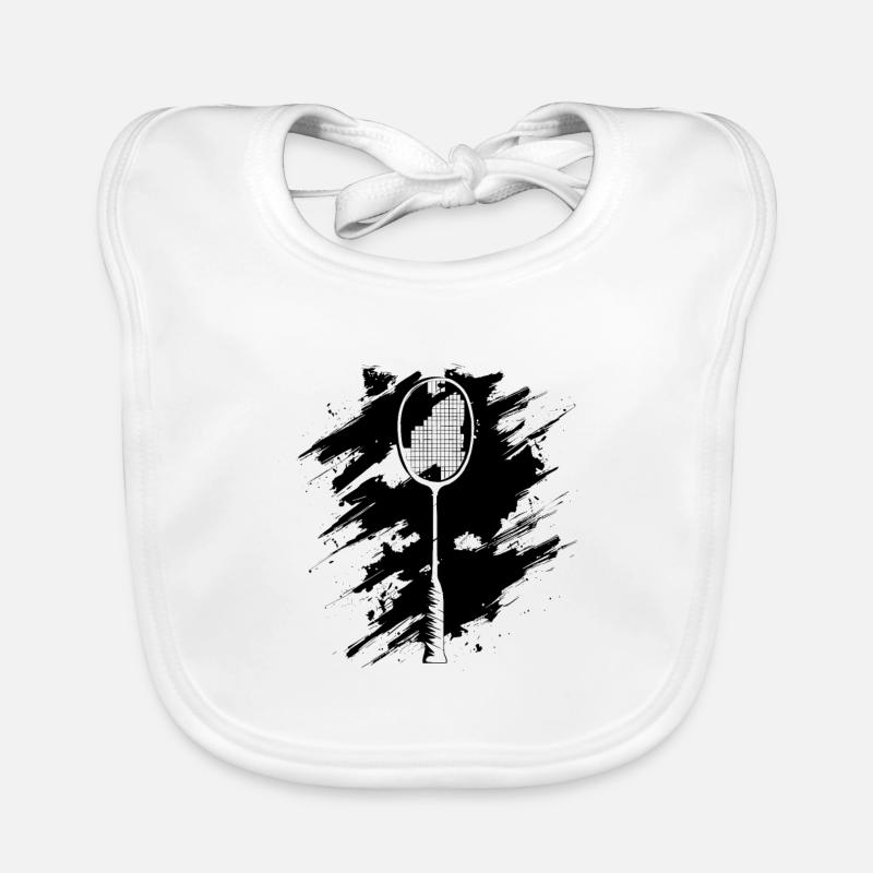 Badminton Racket Drawing Organic Baby Bibs