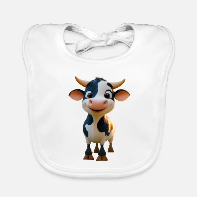 vache fermier boeuf lait veau végétalien vache vache de ferme vaches - Bavoir bio Bébé - blanc