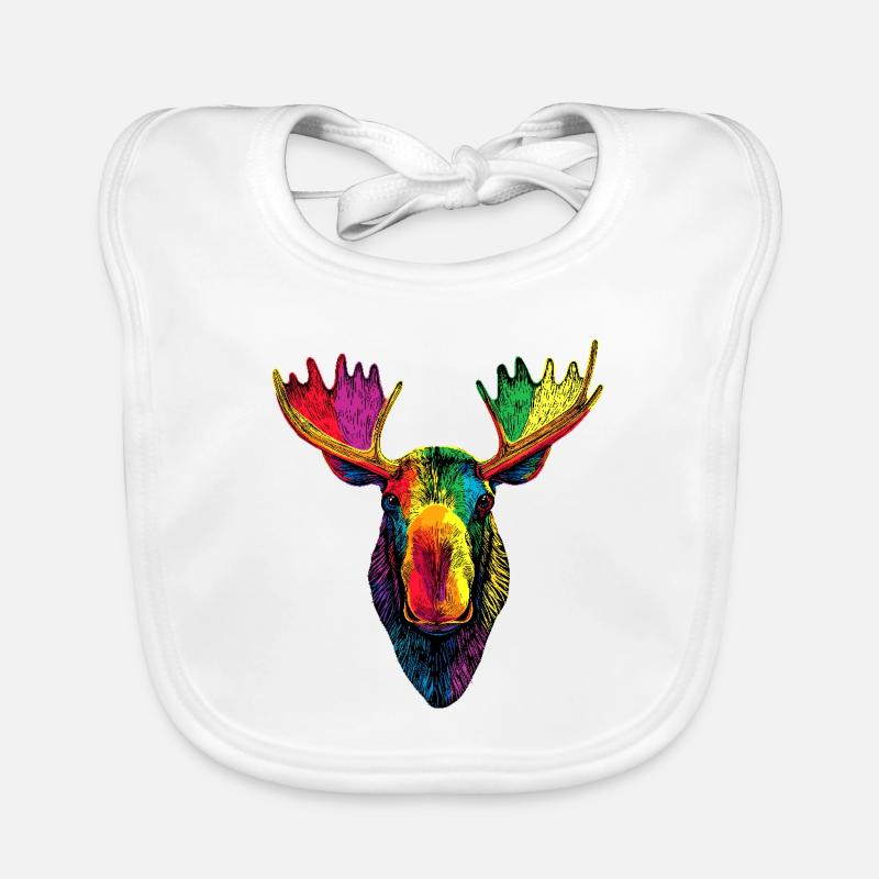 Elch Moose Elchbulle Geweih Hirsch Wilde Elche Baby Bio-Lätzchen