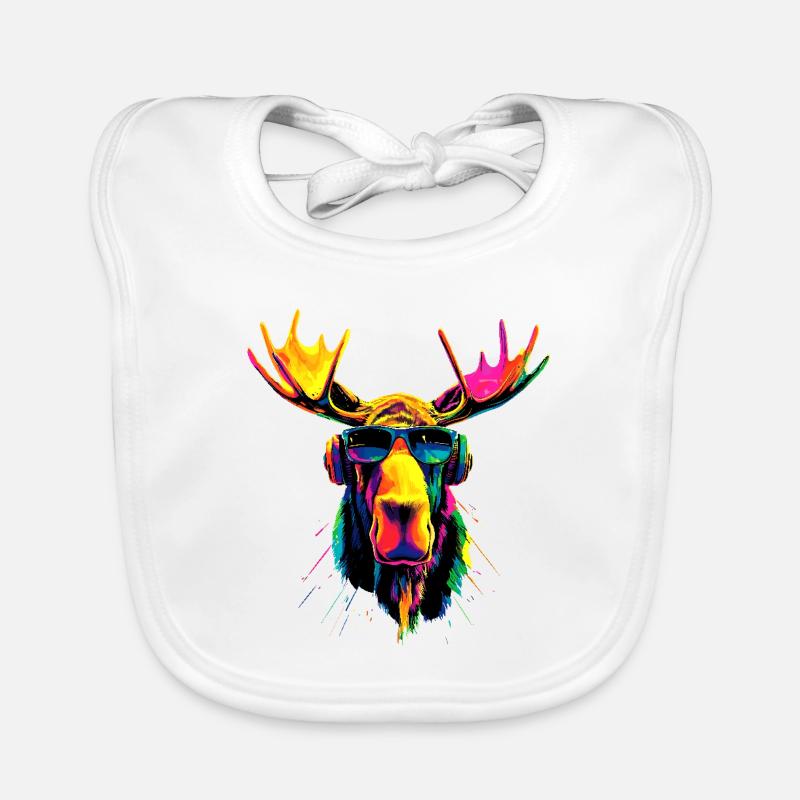 Elch Moose Elchbulle Geweih Hirsch Wilde Elche Baby Bio-Lätzchen