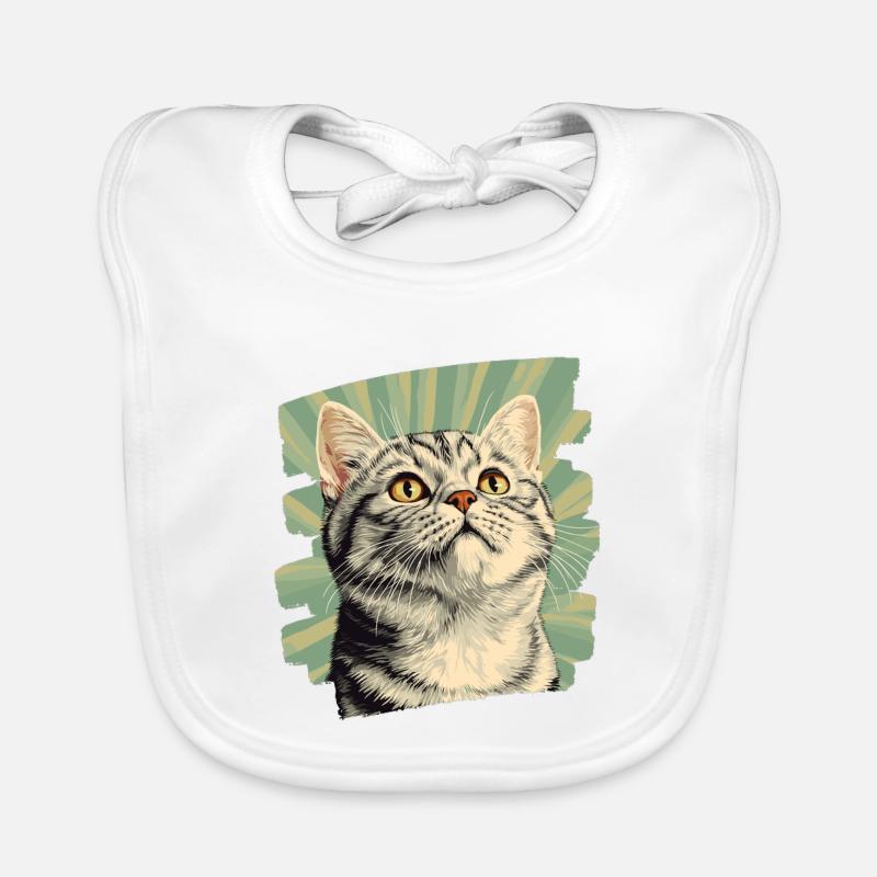 British Shorthair Cat Retro Organic Baby Bibs
