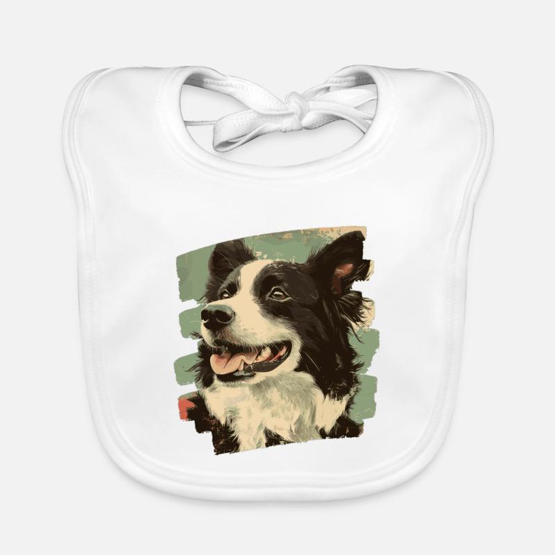 Border Collie - Baby Bio-Lätzchen - Weiß