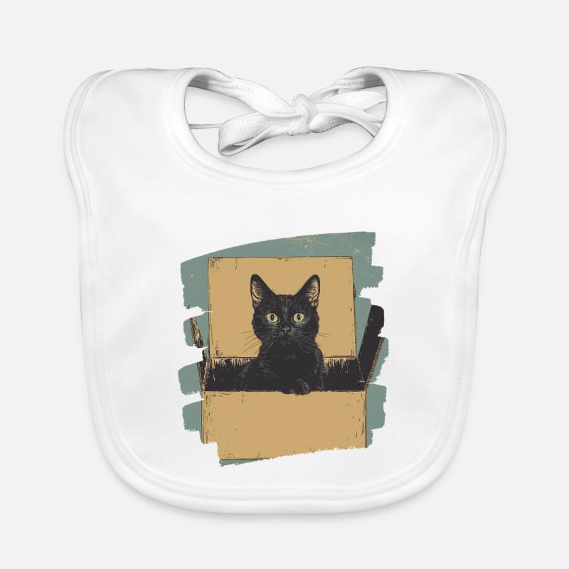 Katze in Karton Box Retro Baby Bio-Lätzchen