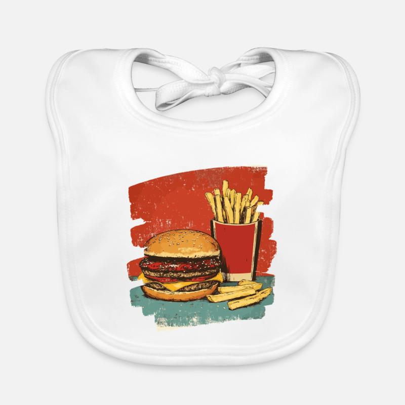 Burger und Fritten Retro Baby Bio-Lätzchen