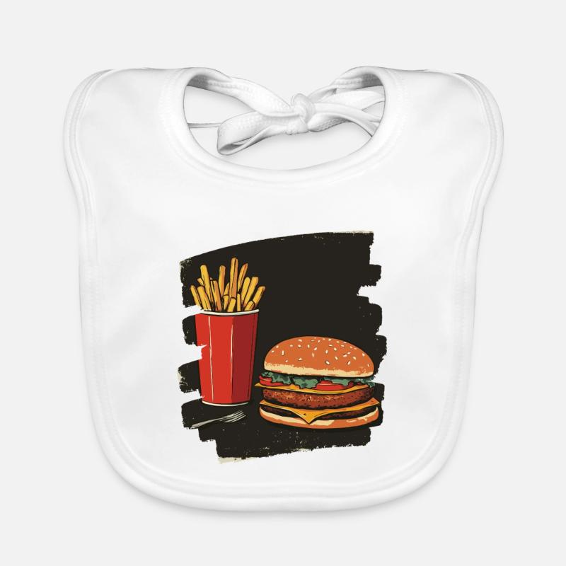 Burger und Fritten Retro Baby Bio-Lätzchen