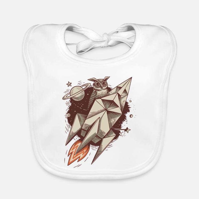 Wise Owl on a Rocket - Cosmic Adventure Organic Baby Bibs