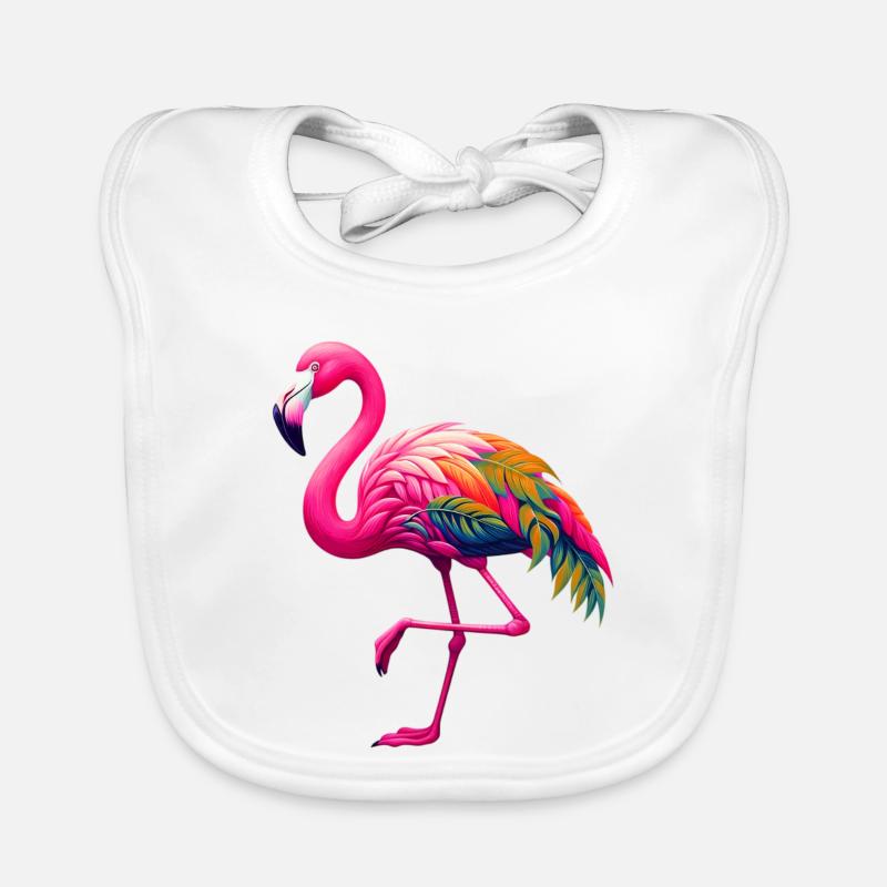 Flamingo - Baby Bio-Lätzchen - Weiß