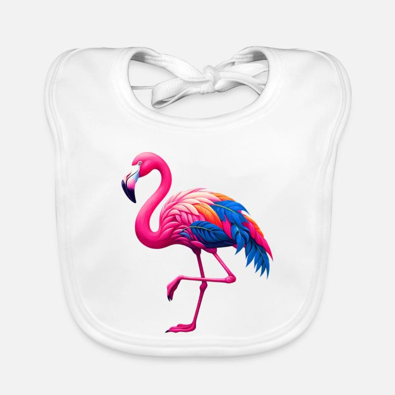 Flamingo - Baby Bio-Lätzchen - Weiß