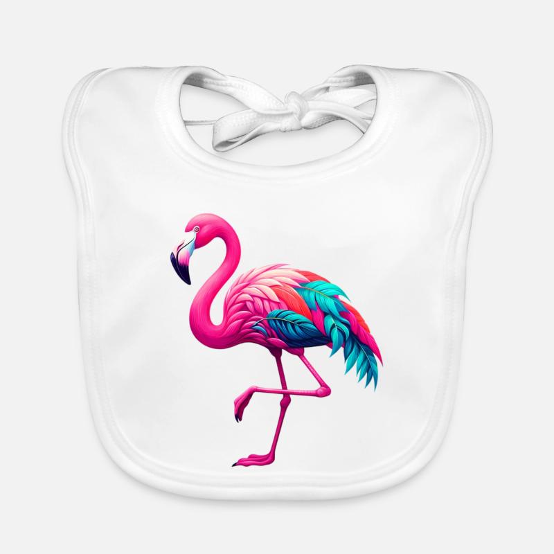Flamingo - Baby Bio-Lätzchen - Weiß