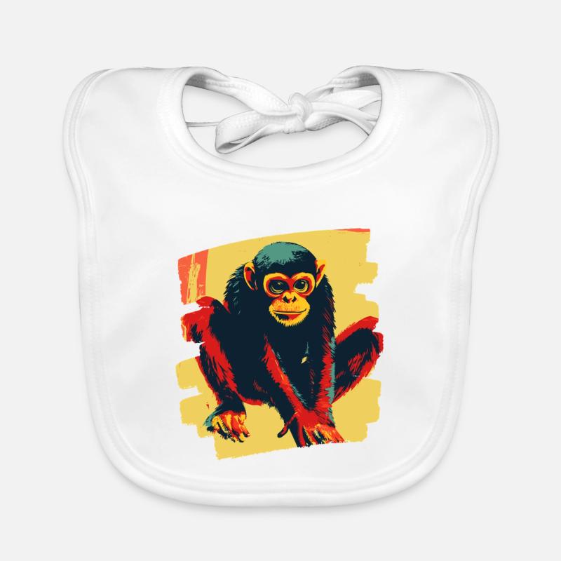 Singe araignée rétro Bavoir bio Bébé