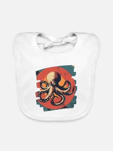 Octopus Octopus - Organic Baby Bibs - white - Front