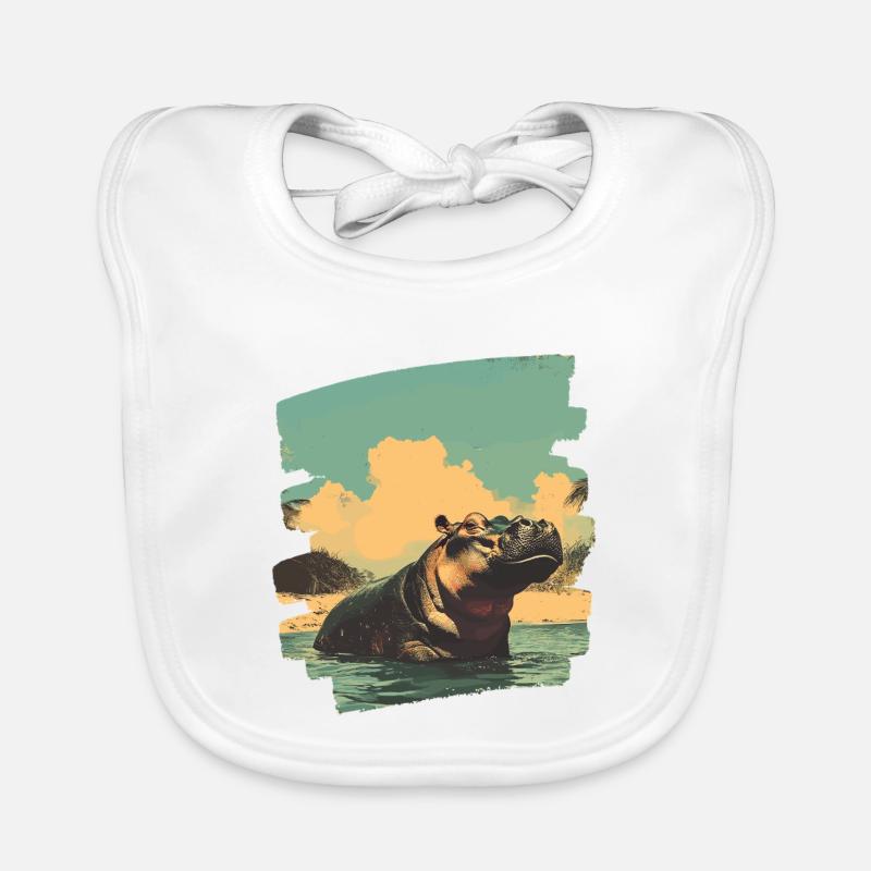Hippopotame Rétro Bavoir bio Bébé