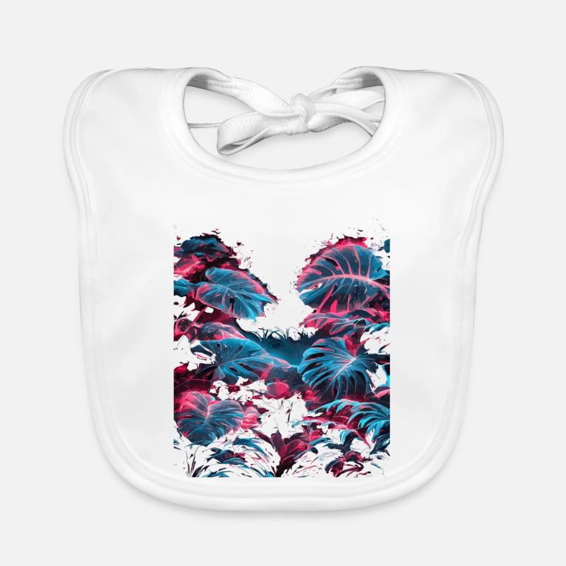 Neon Monstera Tropical Leaves Organic Baby Bibs