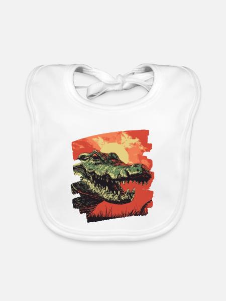 Crocodile - Organic Baby Bibs - white - Front