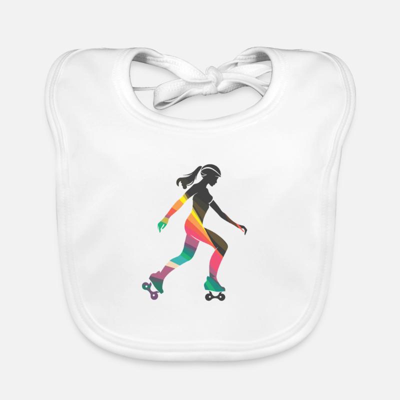 Rollschuhfahrendes Mädchen Baby Bio-Lätzchen