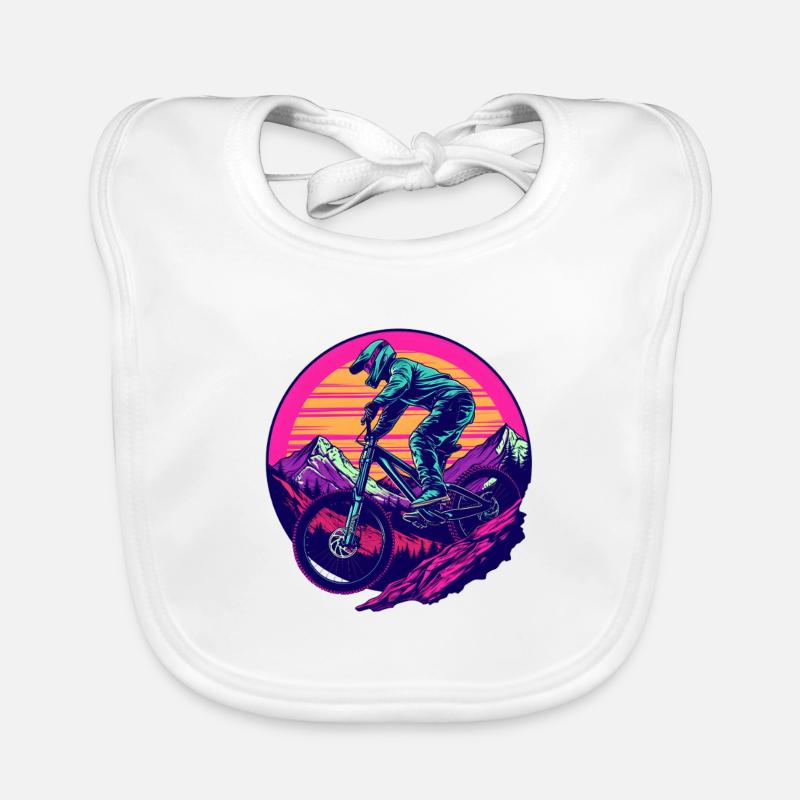 Mountain biking vaporwave Organic Baby Bibs