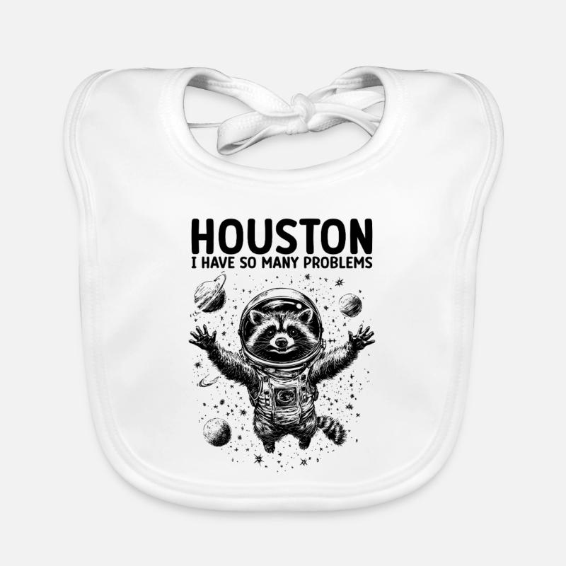 Houston J’ai tellement de problèmes Raton laveur Astronaute Bavoir bio Bébé