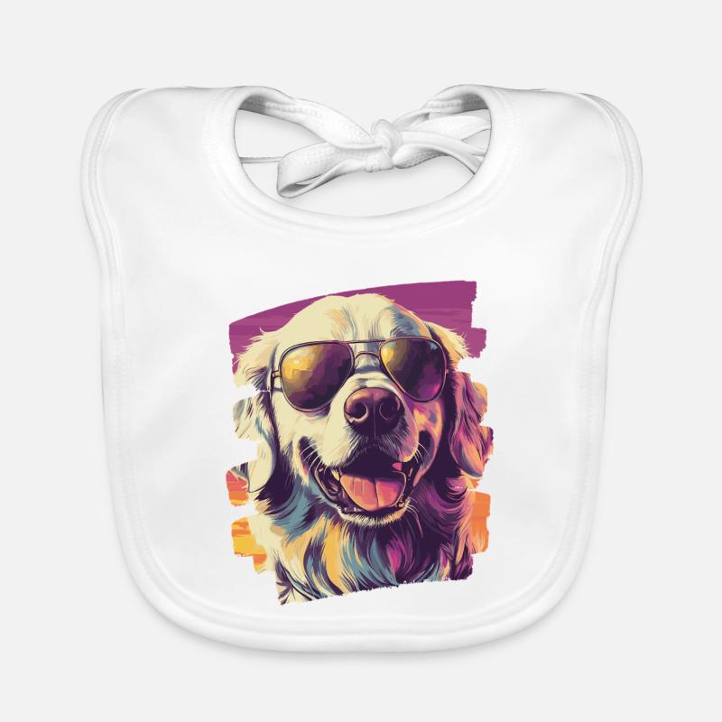 Golden retriever - Bavoir bio Bébé - blanc