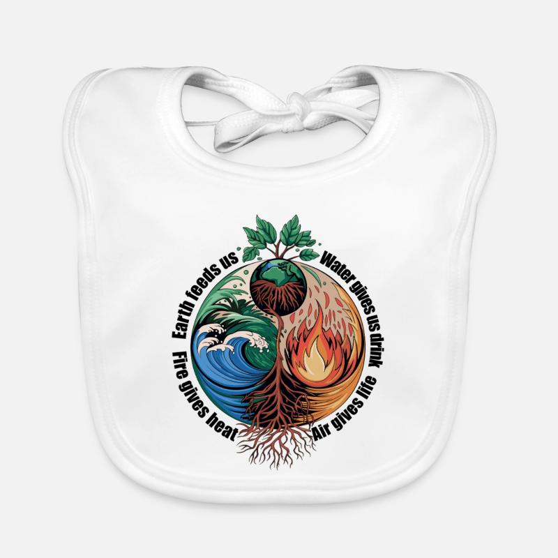 Arbre des Quatre Éléments - Terre, Eau, Feu, Air Bavoir bio Bébé