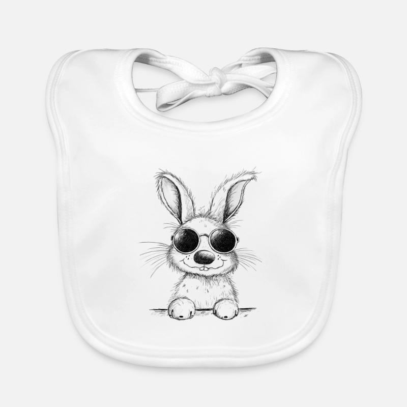 Lapin avec des lunettes I Cool lapin de Pâques Bavoir bio Bébé