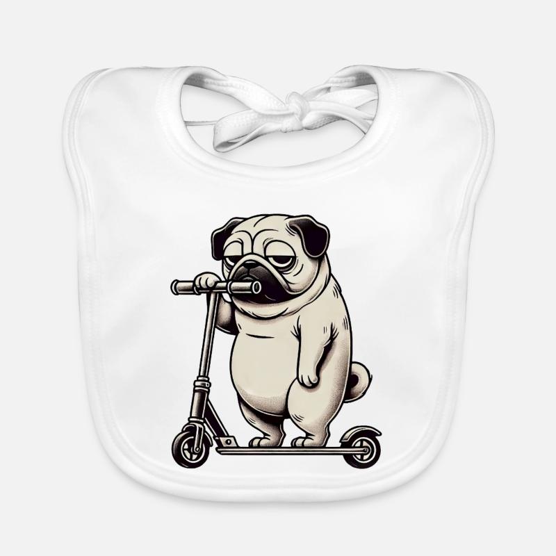 Lustiger Mops Roller Scooter Kickroller Grumpy Baby Bio-Lätzchen