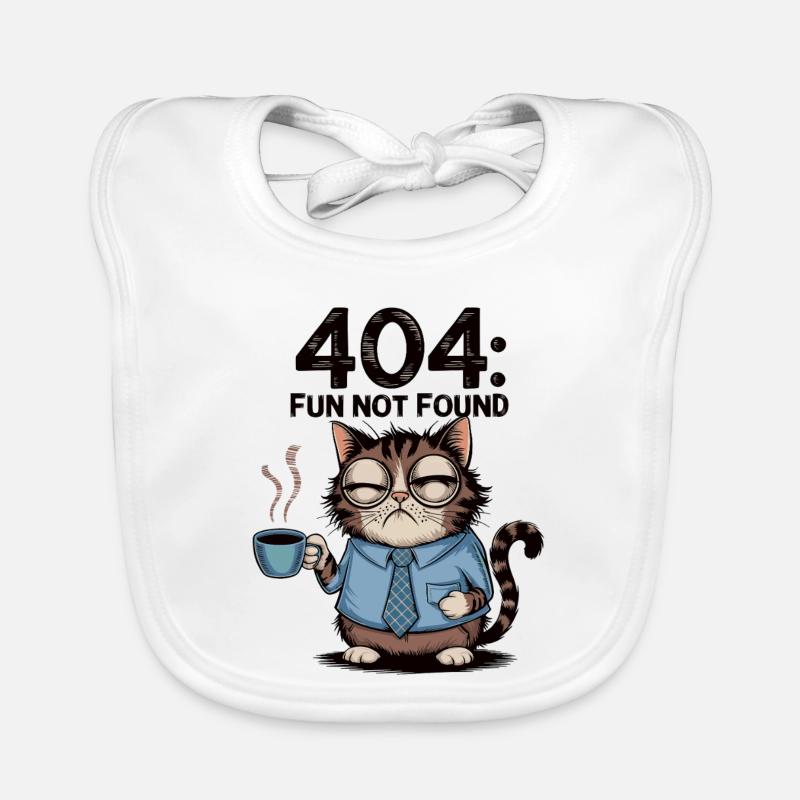 404 Fun Not Found - Café fatigué Chat Travail Mème Bavoir bio Bébé