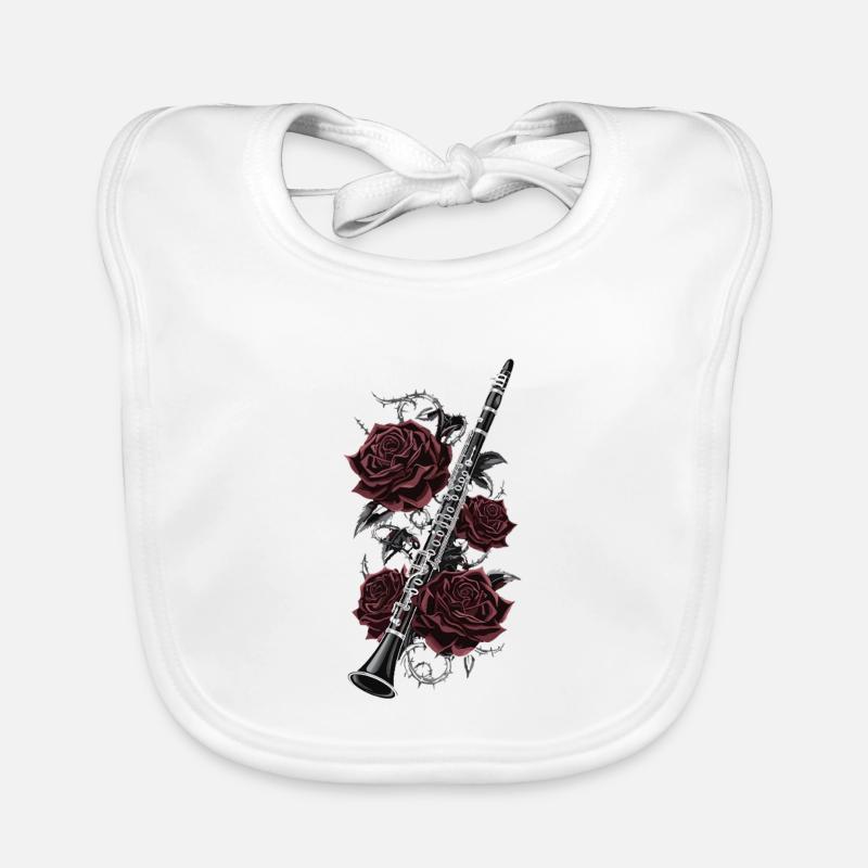 Clarinet with roses artwork Organic Baby Bibs