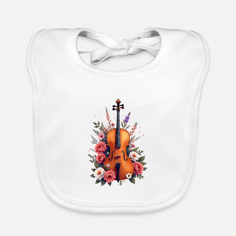 Violon élégant à décor floral Bavoir bio Bébé