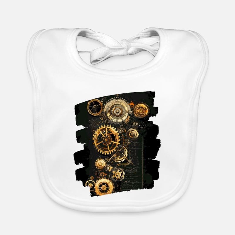 Steampunk Clockwork Organic Baby Bibs