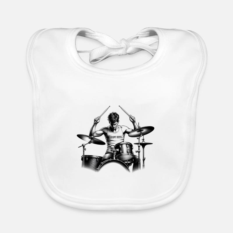 Drum Chief Schlagzeuger Drummer Organic Baby Bibs