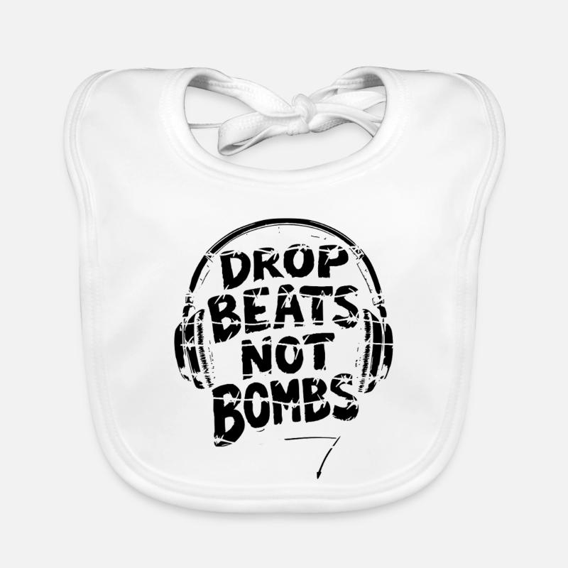 Drop Beats Not Bombs Peace design Black Baby Bio-Lätzchen