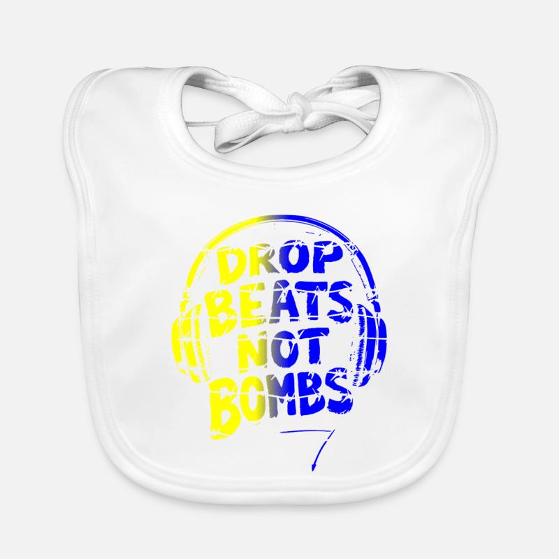 Drop Beats Not Bombs jaune bleu Bavoir bio Bébé