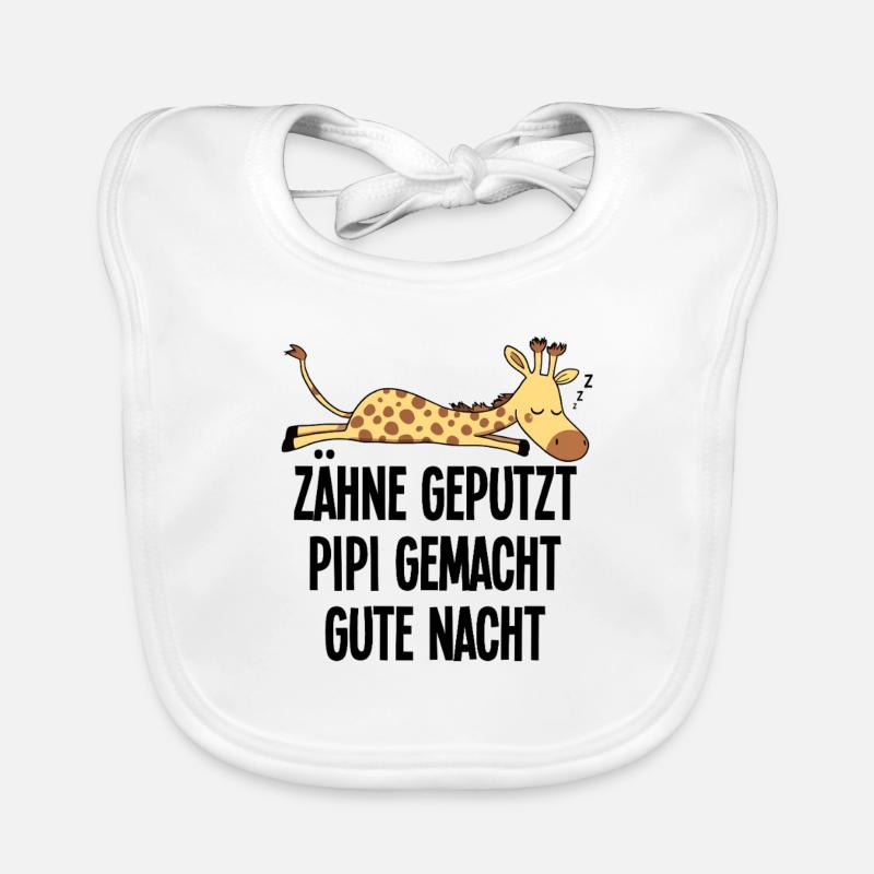Giraffe Funny Sleeping Motif Teeth Brushed Night Organic Baby Bibs