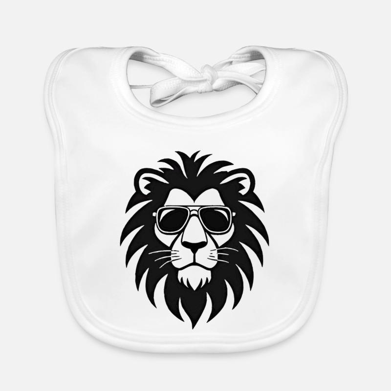 Cooler Löwe – Sonnenbrillen-Logo Baby Bio-Lätzchen