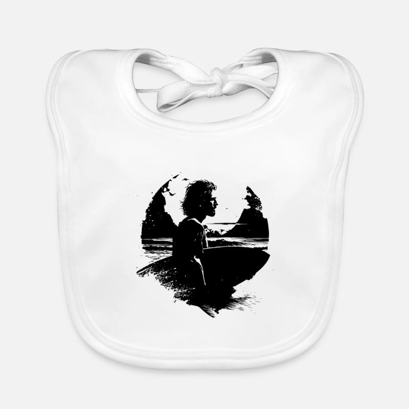 Surfer Drawing Organic Baby Bibs