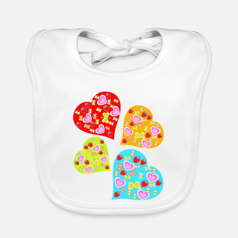 Retro Herz Herzen Vintage Erdbeeren Schmetterlinge Baby Bio-Lätzchen
