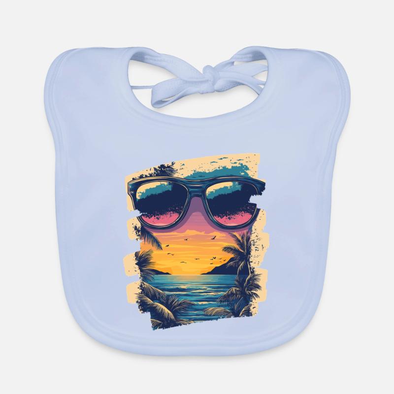 Sunglasses Summer Palm Trees Organic Baby Bibs
