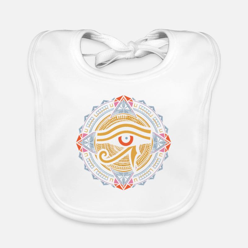 Mandala de l’Oeil de Râ | Art égyptien psychédélique - Bavoir bio Bébé - blanc