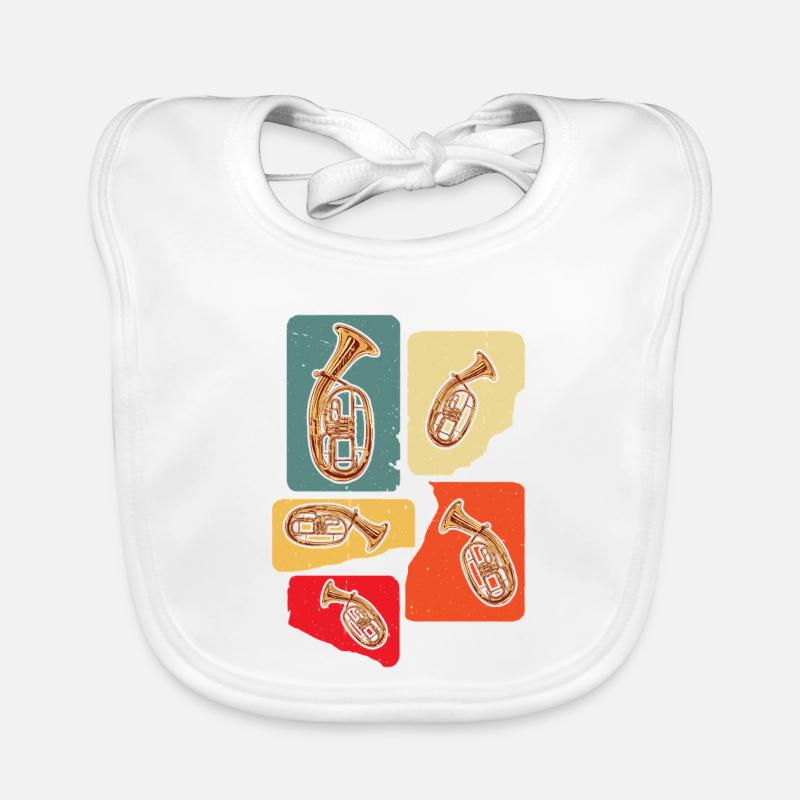 Conception créative de cor ténor dans des couleurs rétro Bavoir bio Bébé