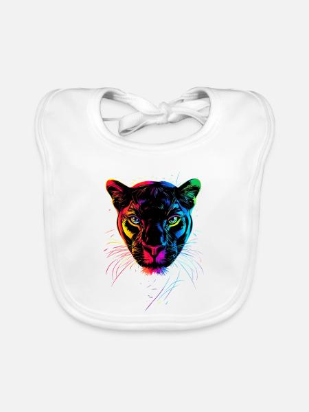Panther Leopard Big Cat Cute Big Cat Panter - Organic Baby Bibs - white - Front