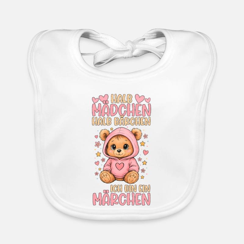 Halb Mädchen Halb Bärchen Märchen Bär Geschenk Baby Bio-Lätzchen