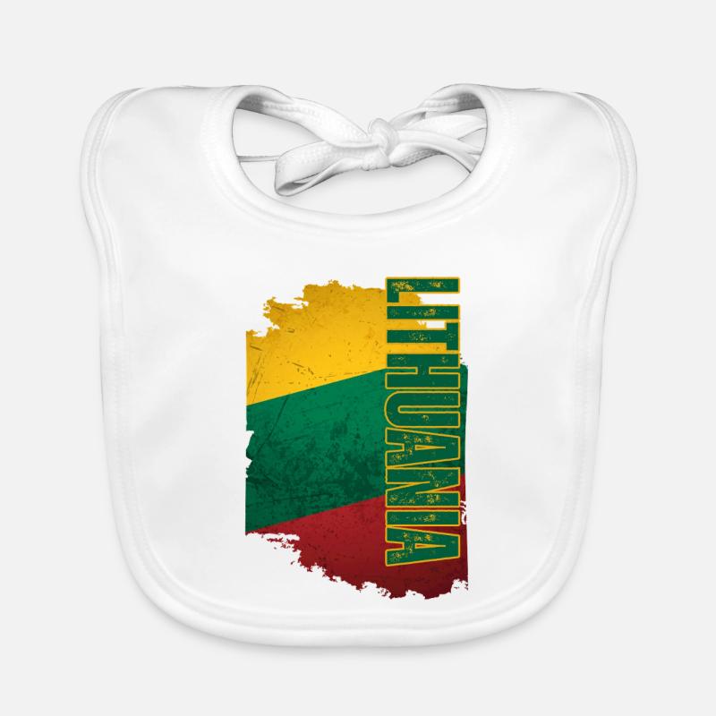 Vertical Lithuanian flag, Lithuanian pride Organic Baby Bibs