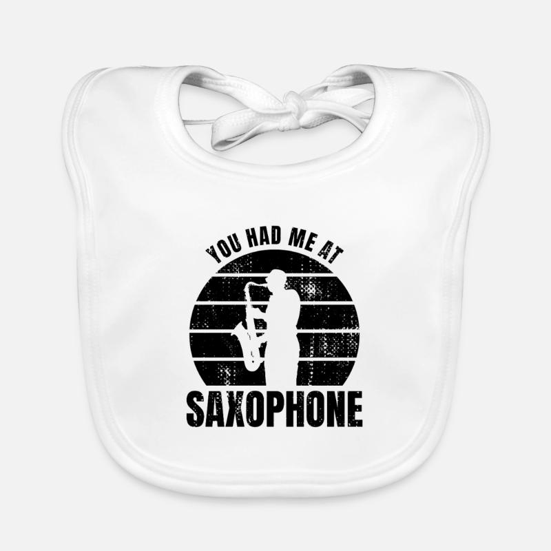 Drôle de saxophoniste - Bavoir bio Bébé - blanc