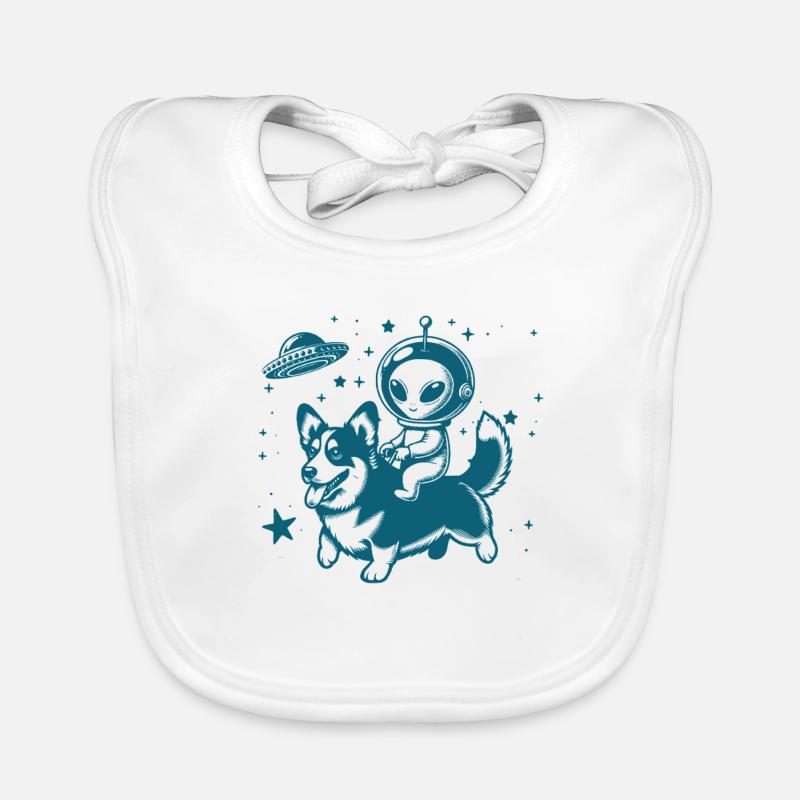 Alien et Corgi Love Bavoir bio Bébé